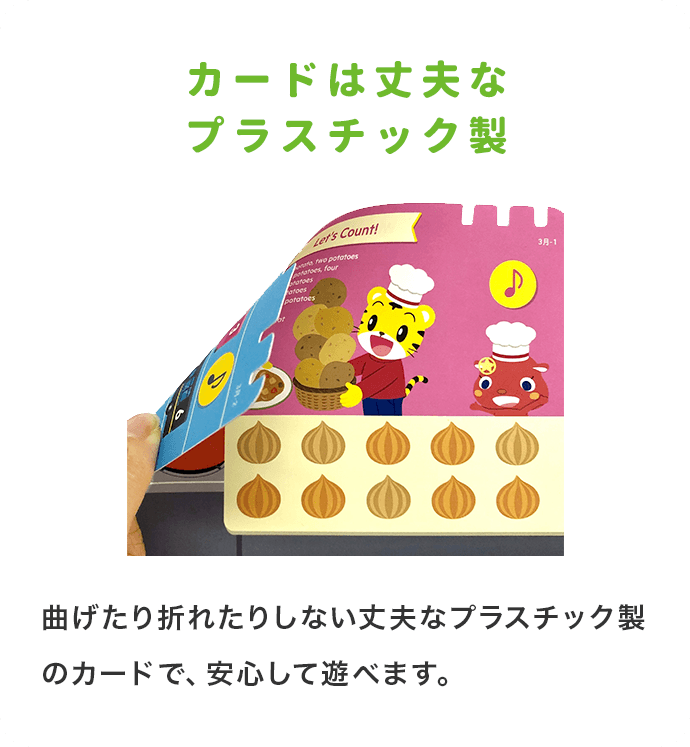 遊び方は日本語でサポート カードはプラスチック製。曲げても大丈夫。